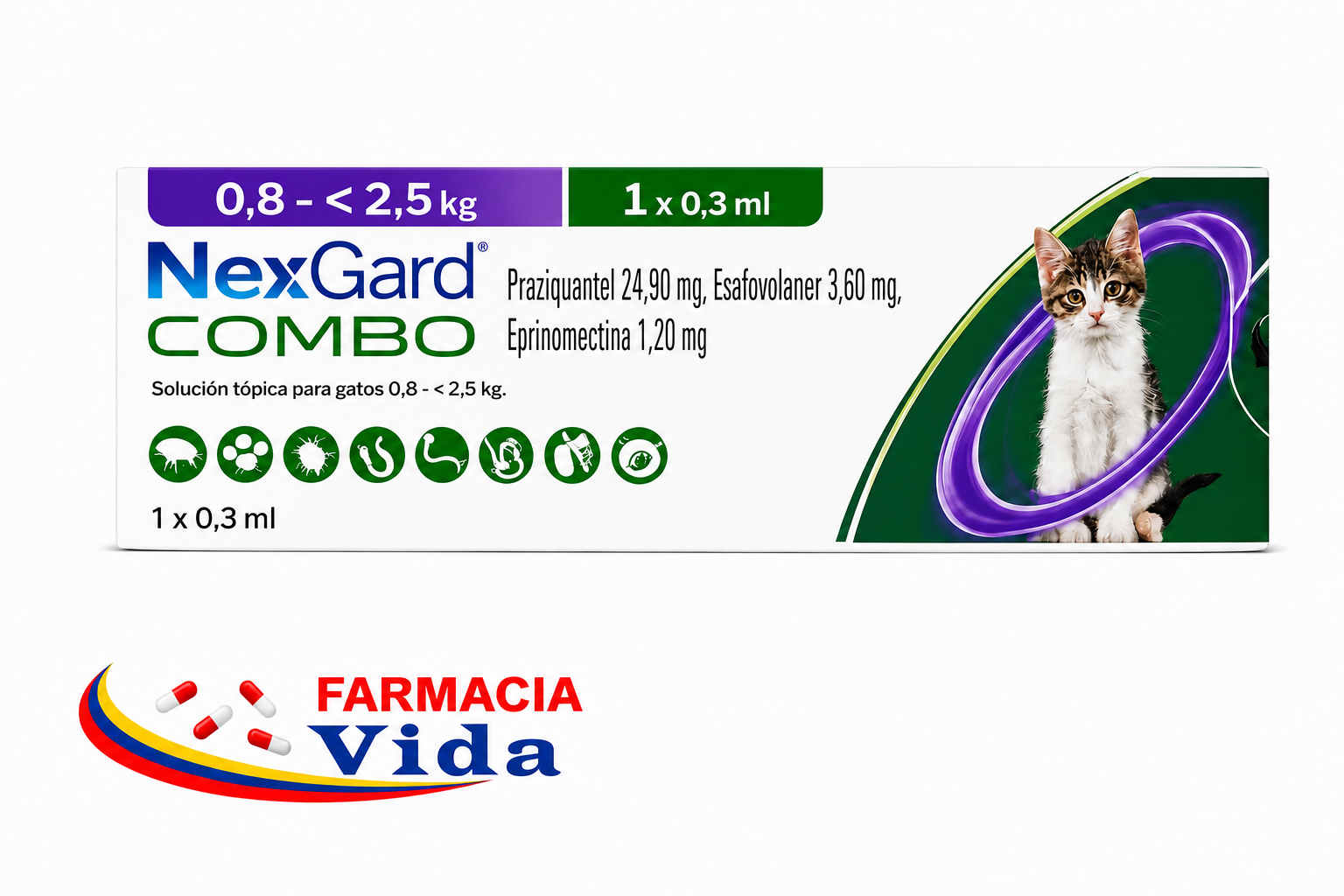 NEXGARD COMBO PIPETA GATO 0.8 - 2.5 KG X 1