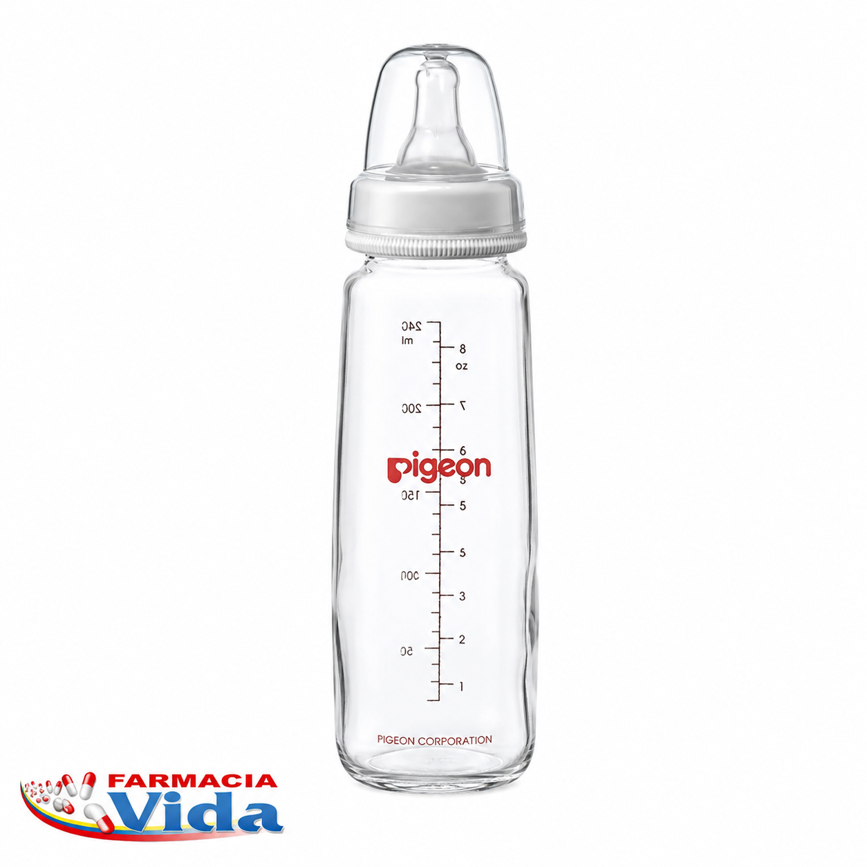 PIGEON FLEXIBLE BIBERON VIDRIO 240ML +6 MESES