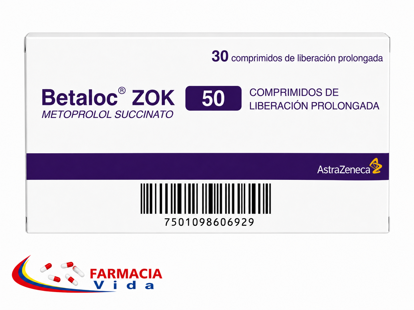 BETALOC ZOK  50 MG 30 COMP METOPROLOL.