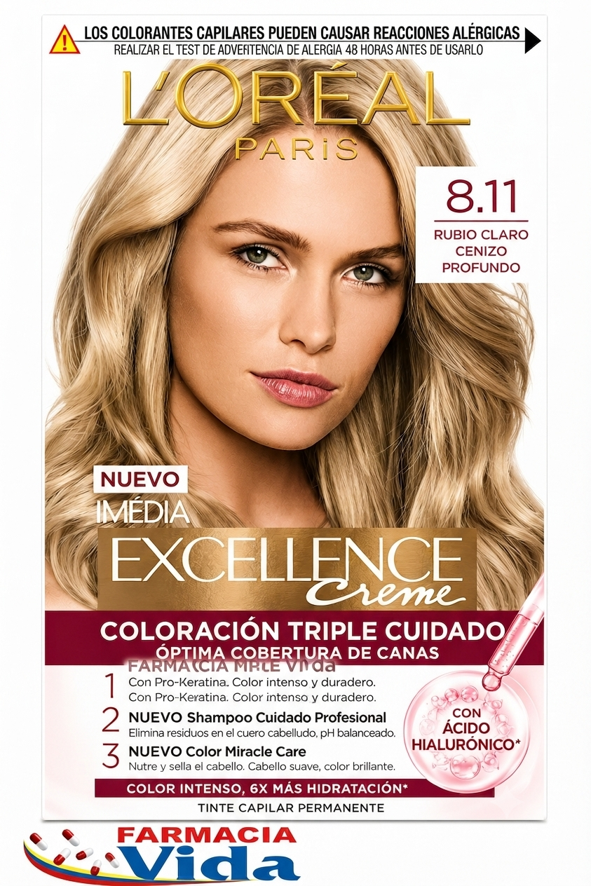EXCELLENCE CREME 8.11 RUBIO CLARO CENIZA
