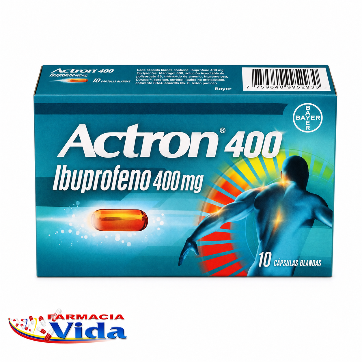 ACTRON 400 IBUPROFENO 400MG 10 CAPSULAS