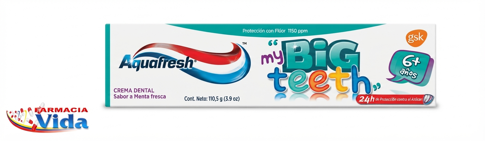 PASTA DENTAL AQUAFRESH MY BIG TEETH 6 ANOS X 110 G