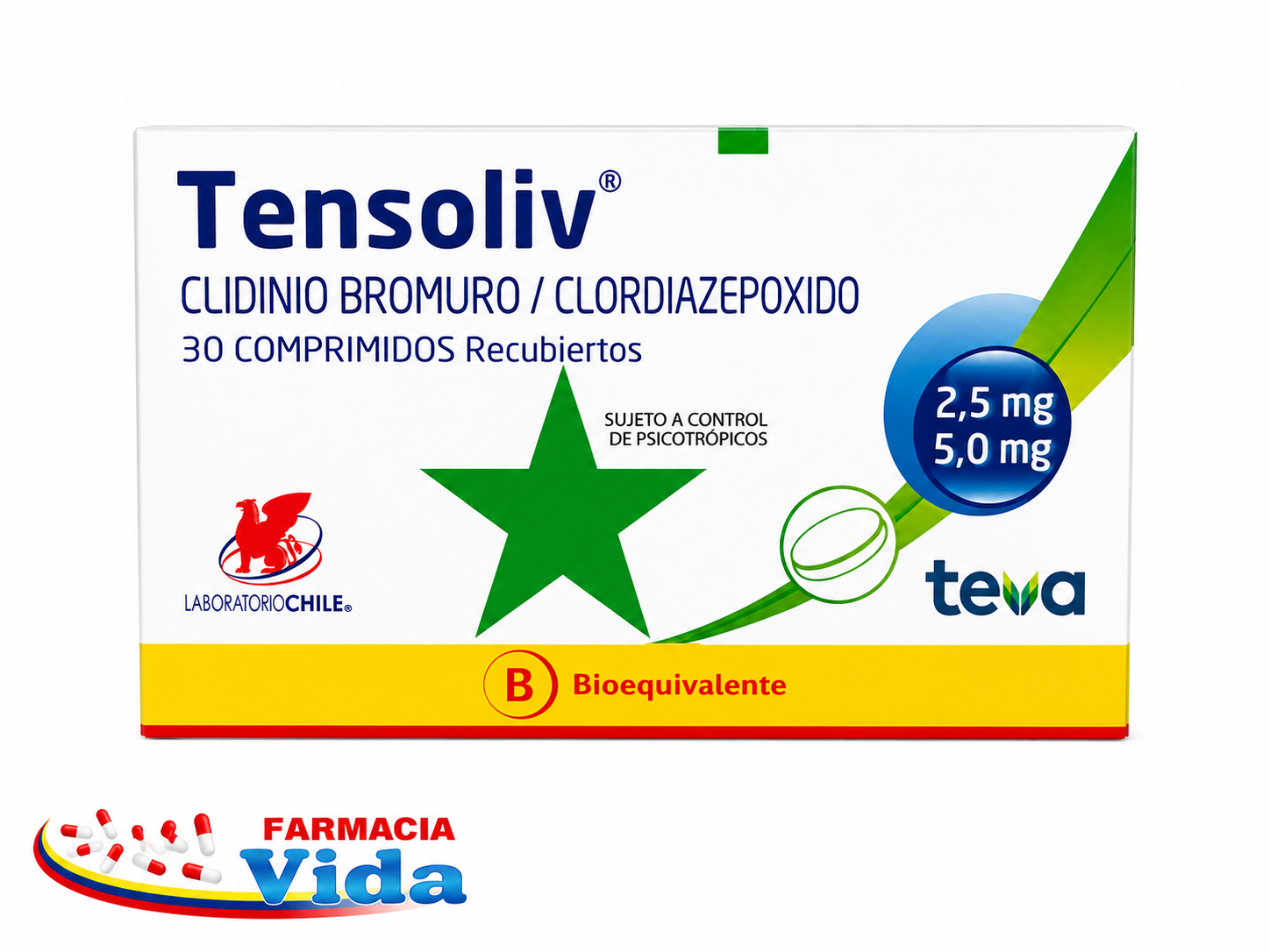 TENSOLIV  X 30 COMPCLIDINIO + CLORDIAZEPÓXIDO.