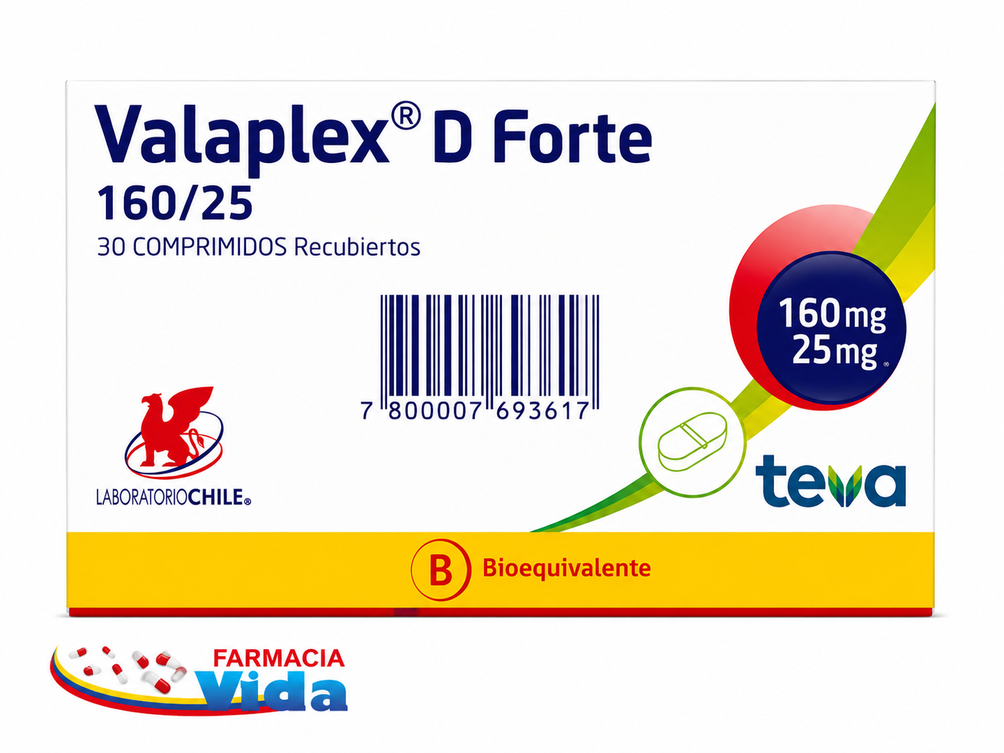 VALAPLEX D FORTE  160/25 MG X 30 COMP  
