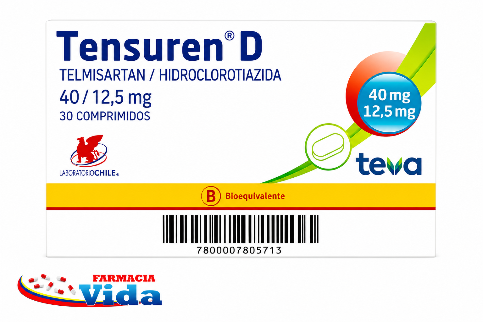 TENSUREN D 40/12,5 MG X 30.TELMISARTÁN 40 MG, HIDR