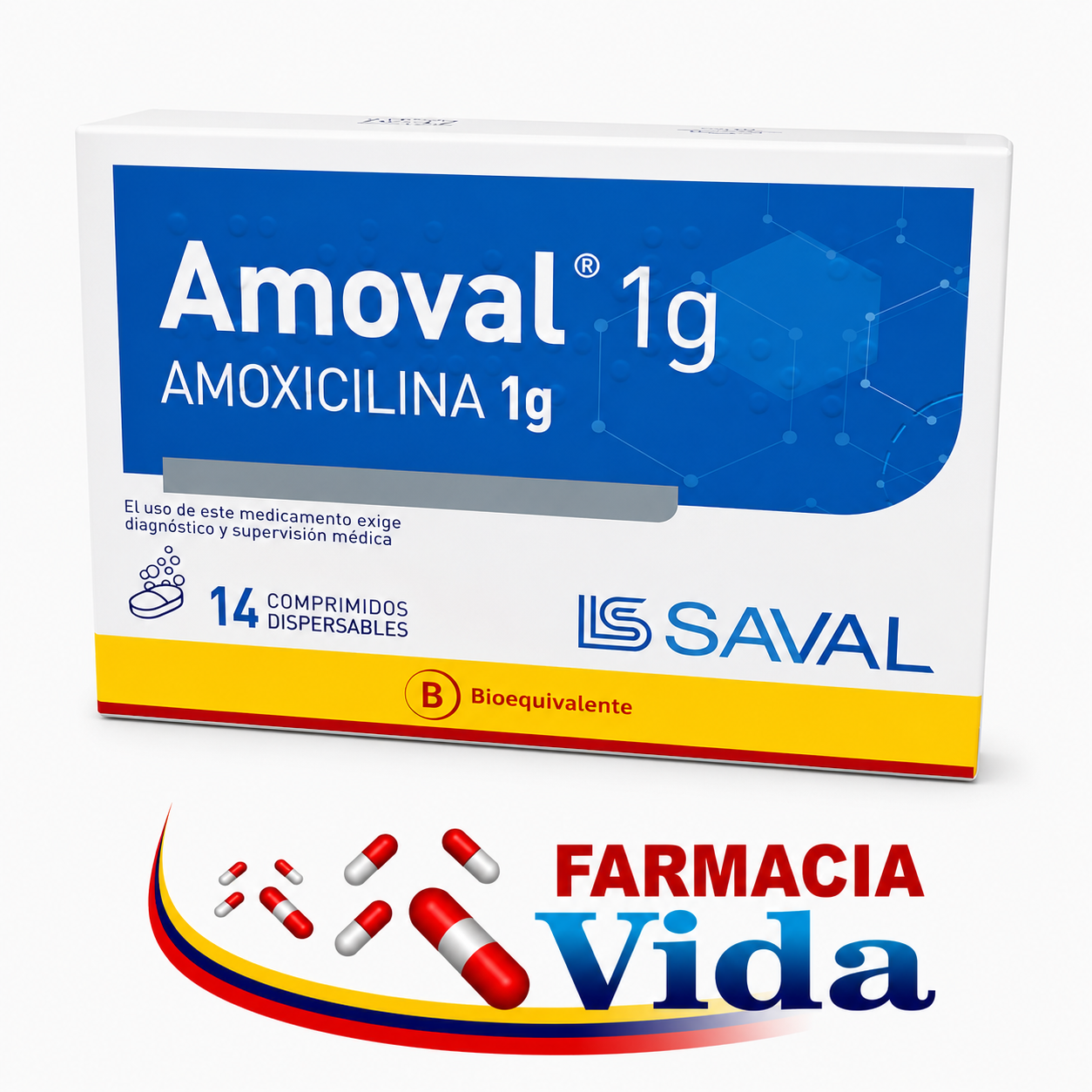 AMOVAL 1G COMP. DISPERSAB. X 14 AMOXICILINA.