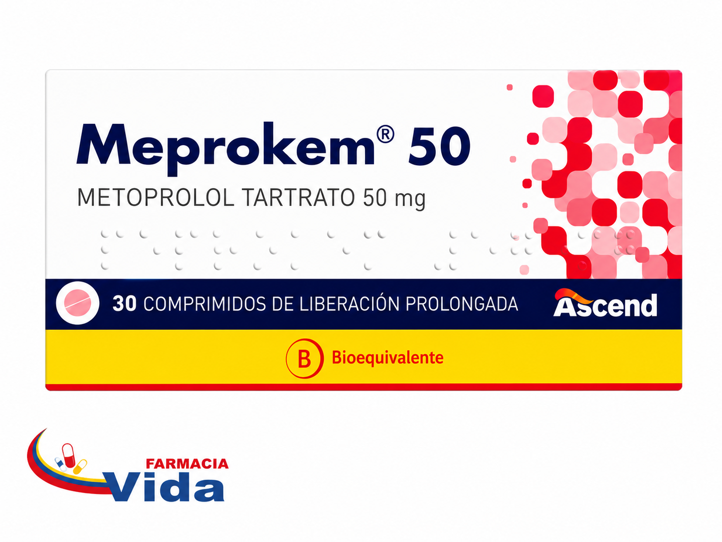 MEPROKEM 50 MG X30 COM METOPROLOL TARTRATO