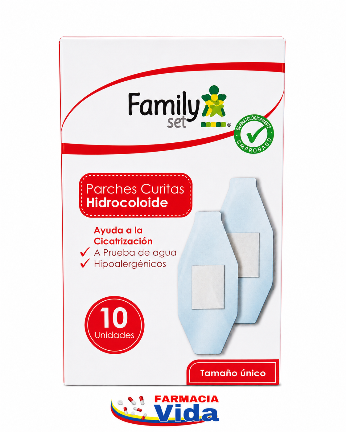 FAMILY SET PARCHES CURITAS HIDROCOLOIDE  X 10