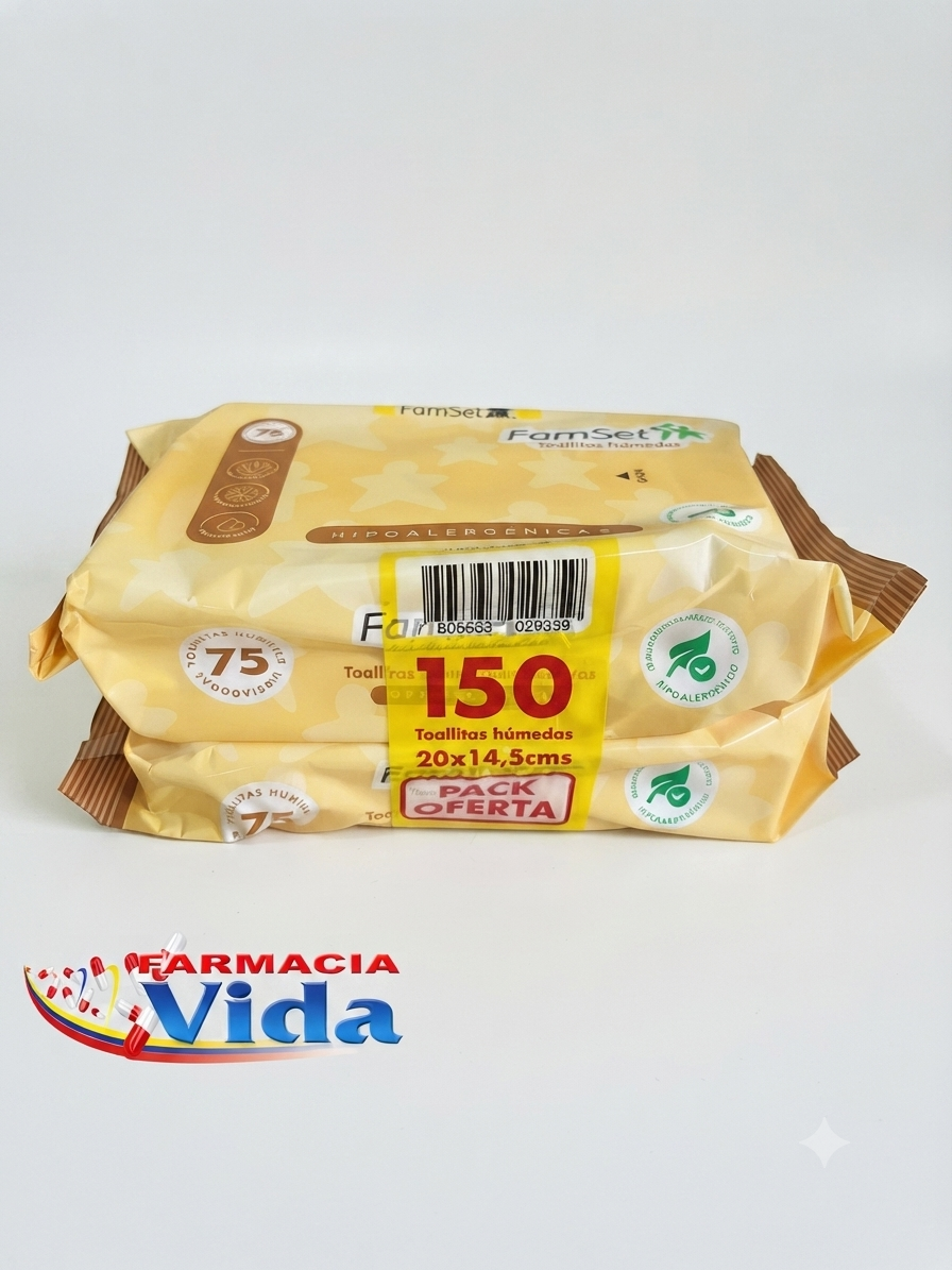 FAMSET PACK TOALLAS HUMEDAS 150 UNID