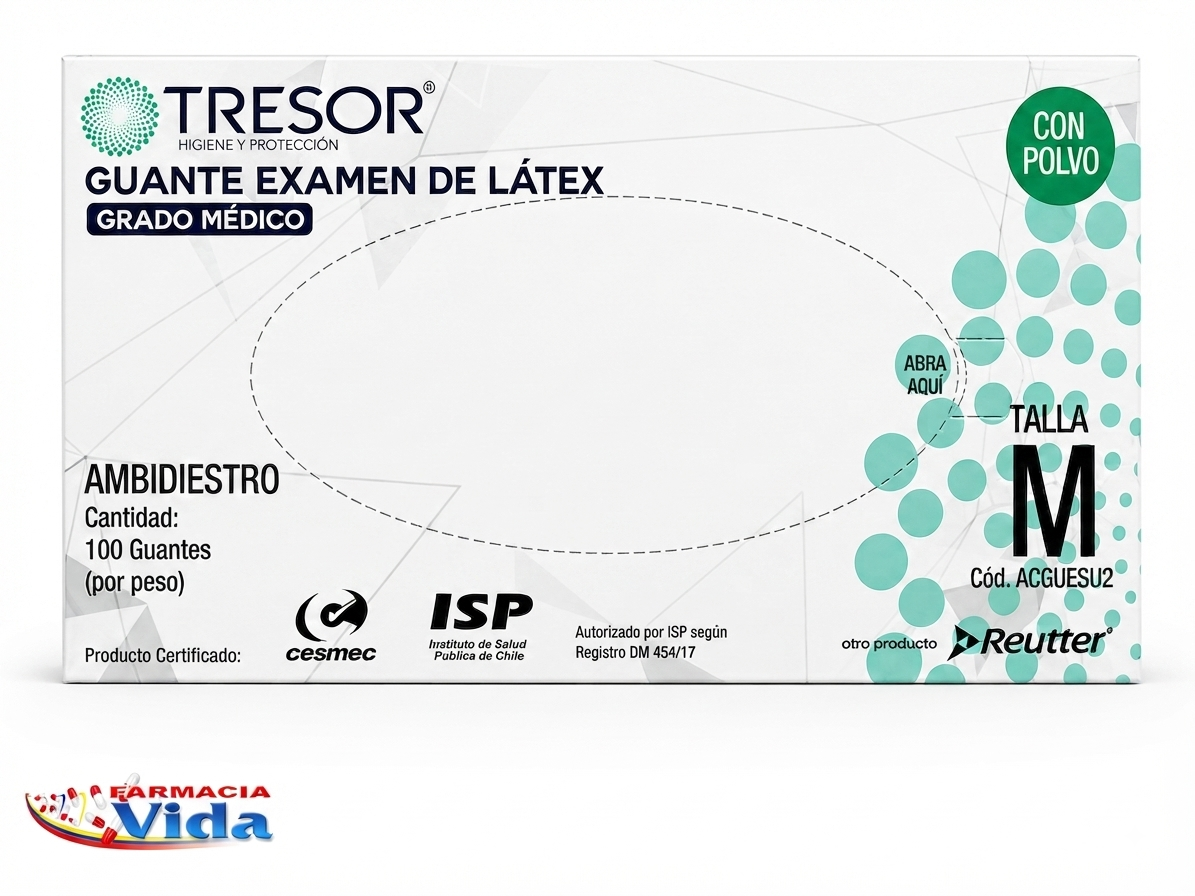 GUANTES TRESOR DE LATEX T/M 100 UN