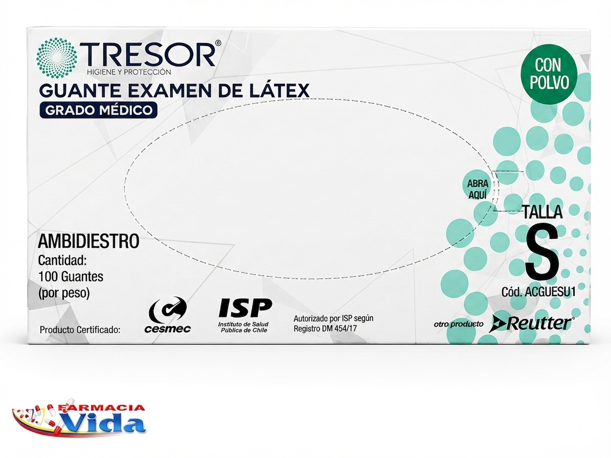 GUANTES TRESOR DE LATEX T/S 100 UN