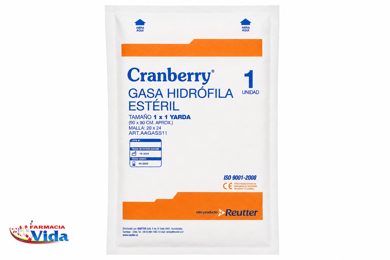 CRANBERRY GASA SOBRE ESTERIL 1 X 1 YARDA