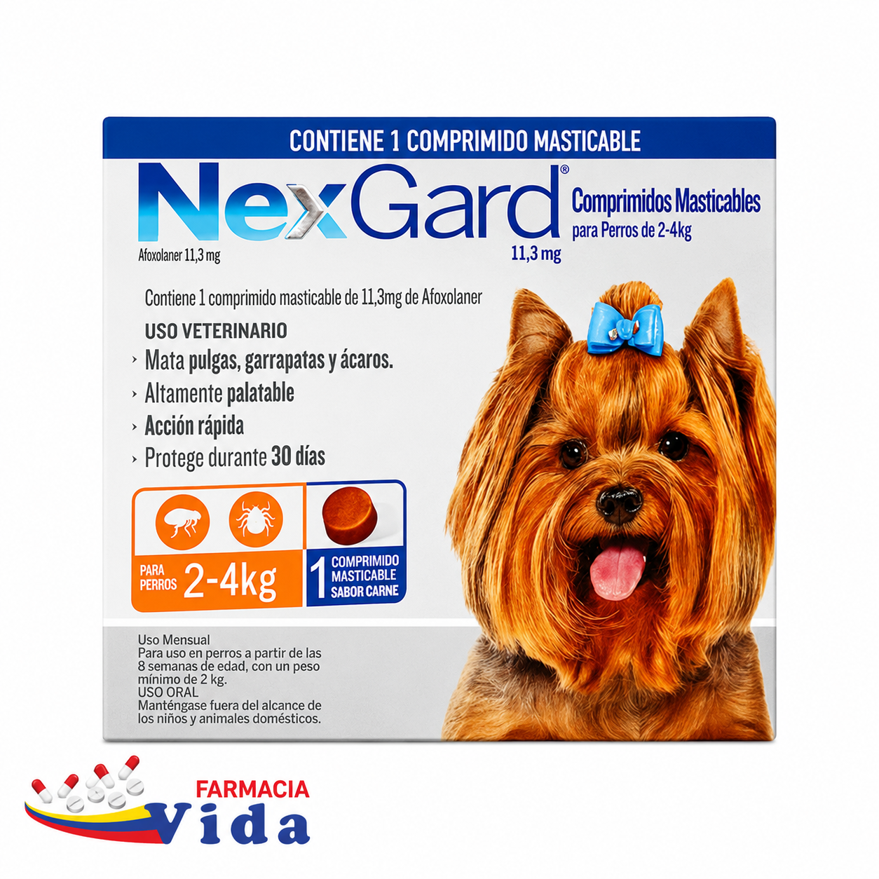 1 COMP NEXGARD 11,3 MG MASTICABLE 2-4KG S/CARNE