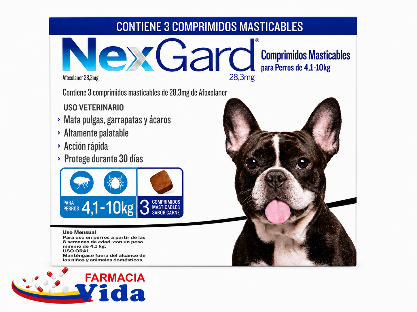 1 COMP NEXGARD 28,3MG MASTICABLE 4,1-10KG S/CARNE